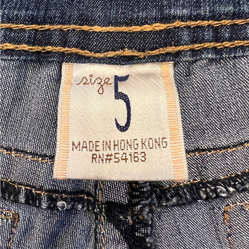 Vintage Industrial Cotton Embroidered Distressed Flare Bootcut Denim Jeans SZ 5 - Picture 13 of 16